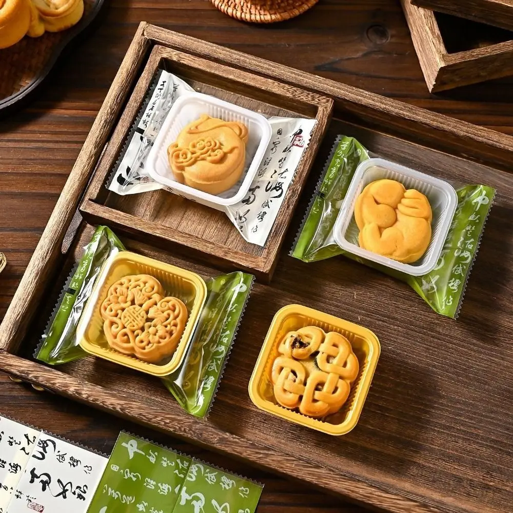 100 Uds. Bolsa de embalaje para pasteles de luna de estilo chino, bolsa de plástico plana, bolsa transparente para embalaje de galletas, bolsas para pasteles de luna hechas a mano