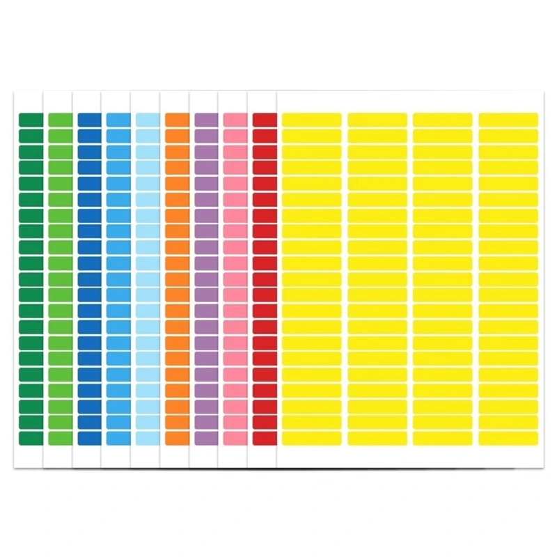 Rectangular Coloured Stickers Labels, Rainbow Label 10 Colours Coding Labels