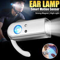 Mini LED Sensor Headlamp Type-C Rechargeable Portable Ear Headlamp with Magnet Headtorch for Night Running Fishing and Cycling