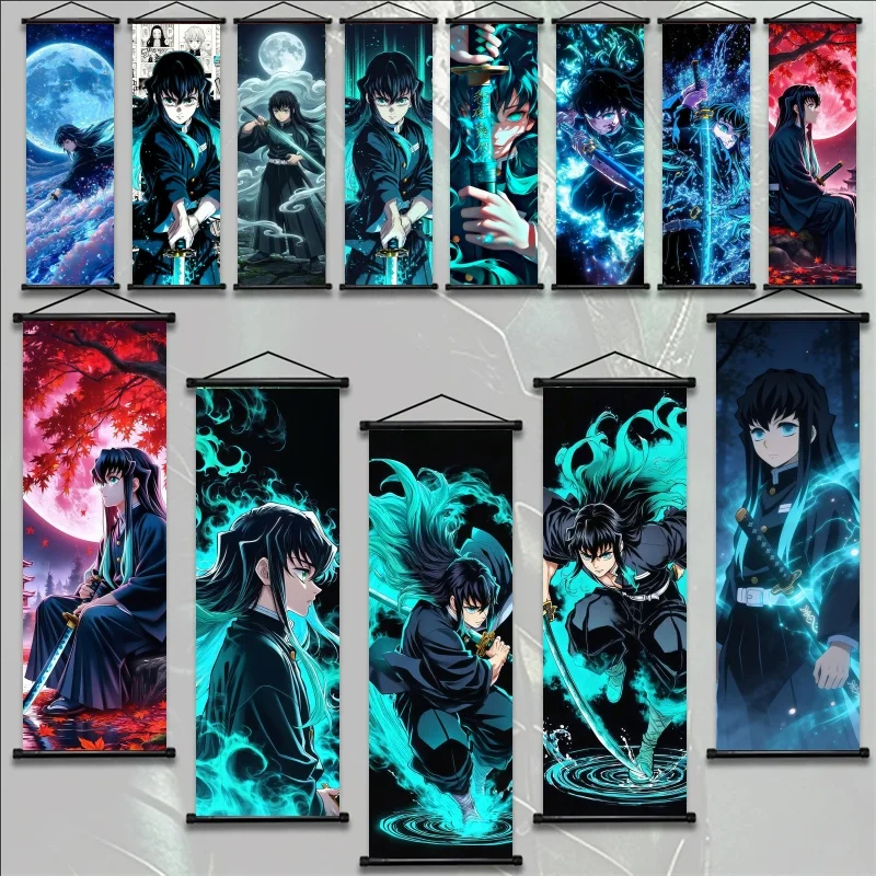 

Demon Slayer Muichiro Tokito Anime Fabric Wall Art Poster Hanging Scroll Design for Bedroom Gaming Room Living Room Home Decor