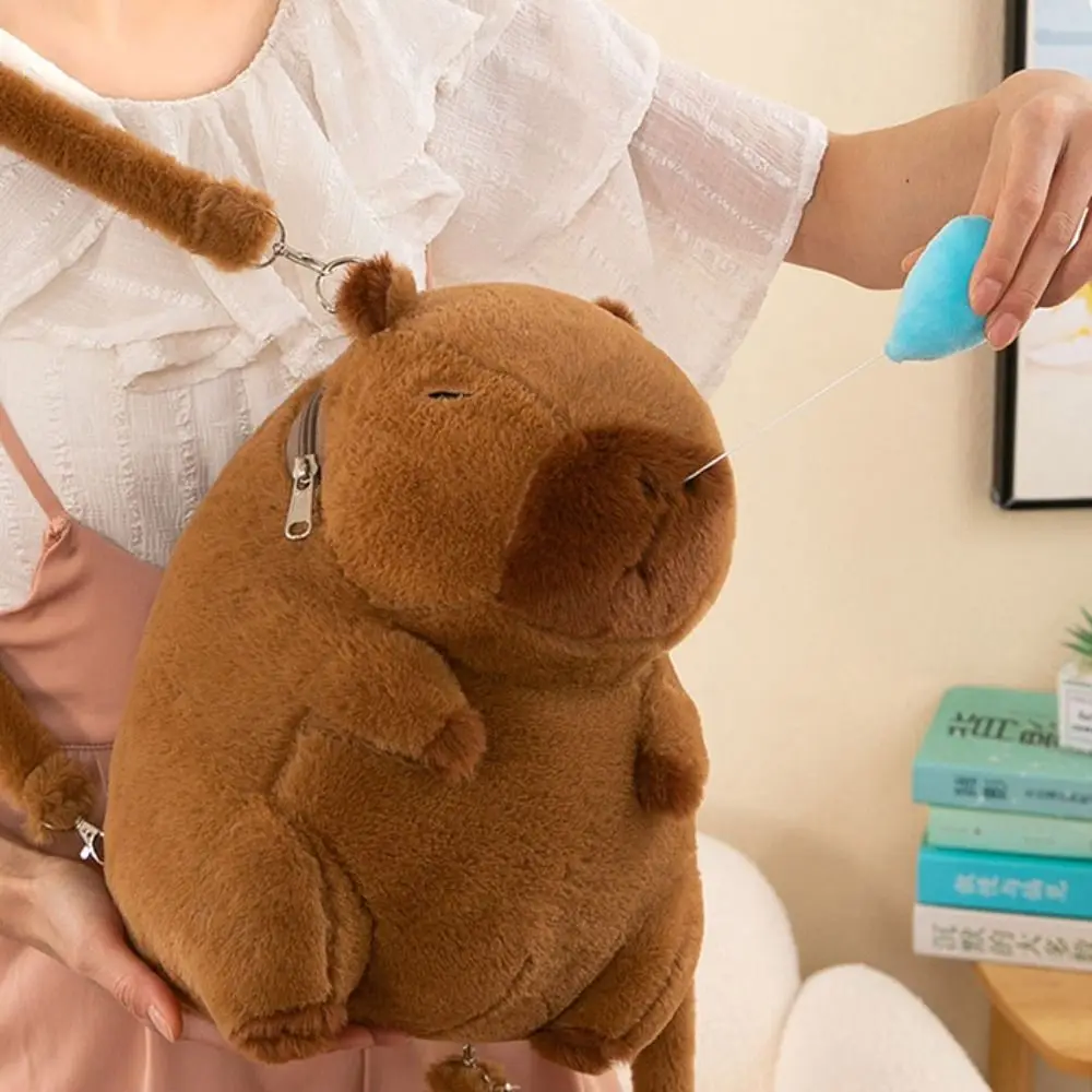 Plüsch Capybara Capybara Plüsch Rucksack große Kapazität Tier Cartoon Capybara Umhängetasche Mode Baumwolle Capybara Plüsch tasche