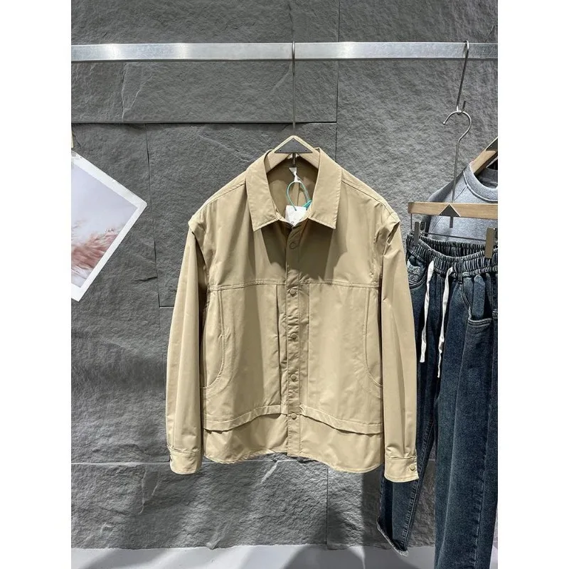 

Men's Outdoor Workwear Jacket Solid Color Turn Down Collar Single Breasted Long Sleeves Jackets Removable Sleeves Coat Tops