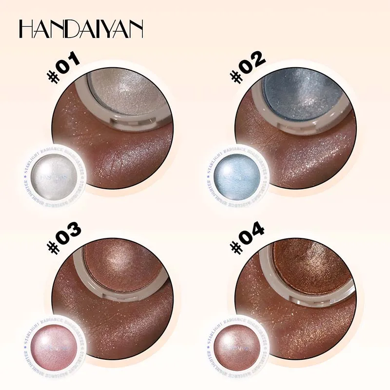 Palette de fards à paupières monochromes, surligneur scintillant, boue nacrée, bleu pêche, paillettes, Contour du visage, éclaircissant le corps, maquillage HANDAIYAN