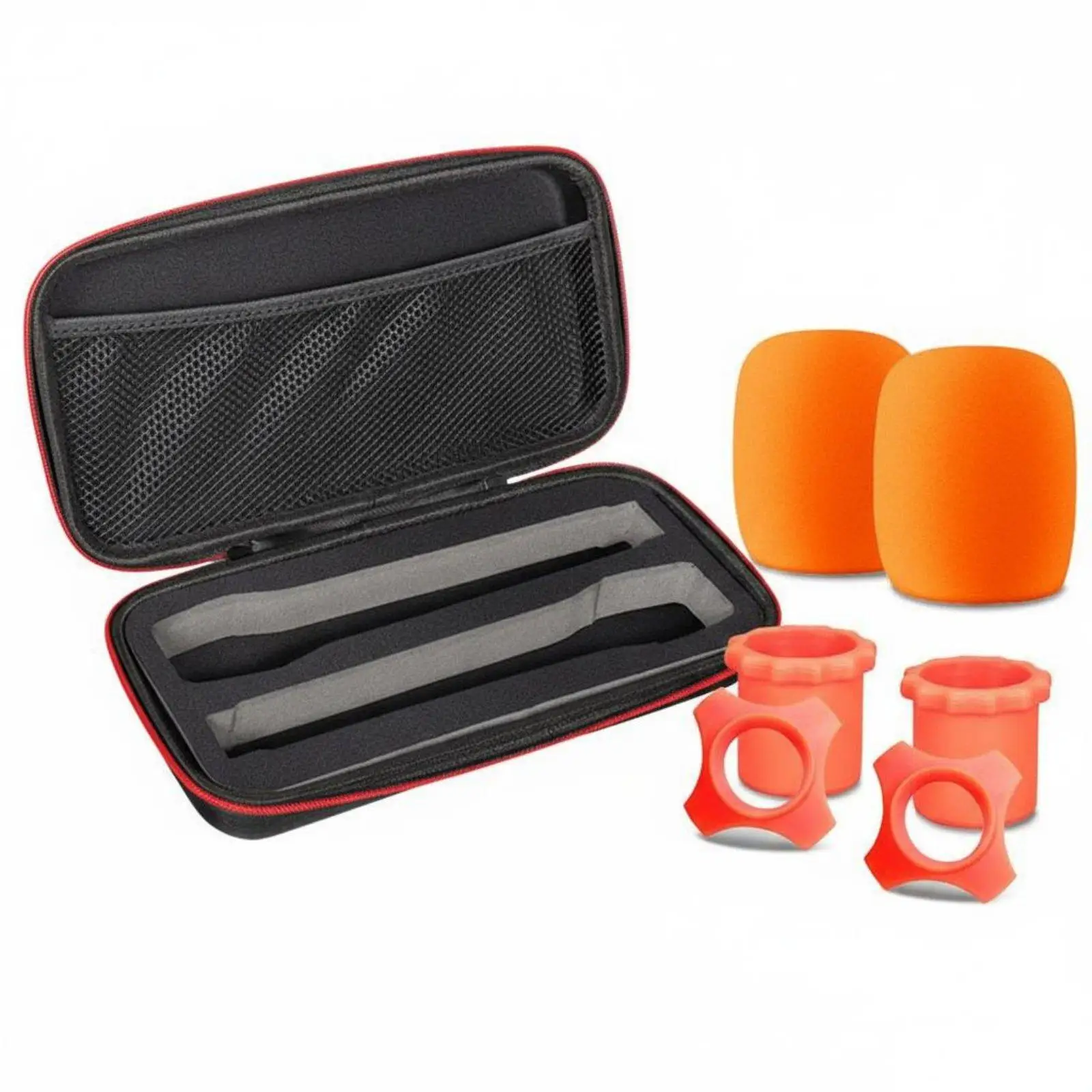 Oxford Cloth Microphone Box for Two Dynamic Mics with Silicone Grip Handle and Zipper Closure for Gigs