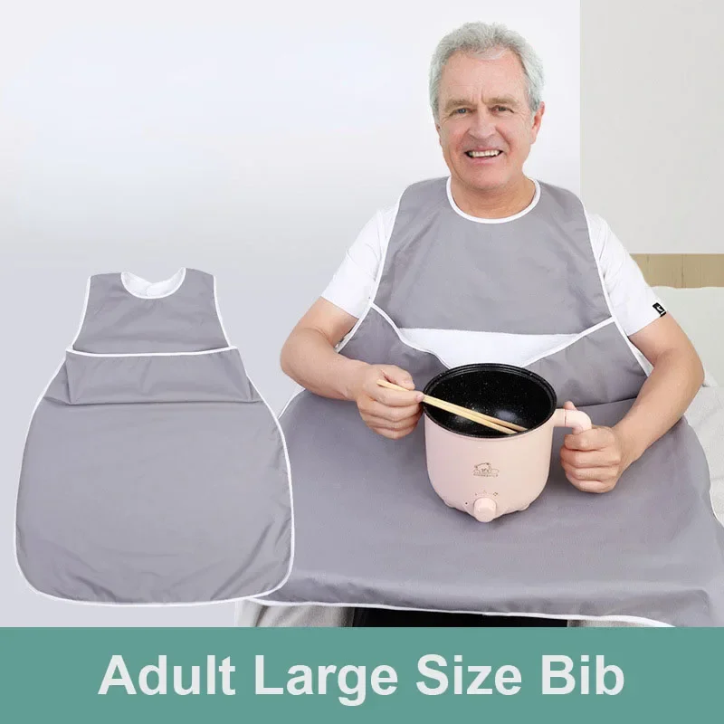 

Elderly Large Size Bib Adults Machine Washable Waterproof Anti-oil Rice Drool Mealtime Bib Cloth Elderly Protector Apron