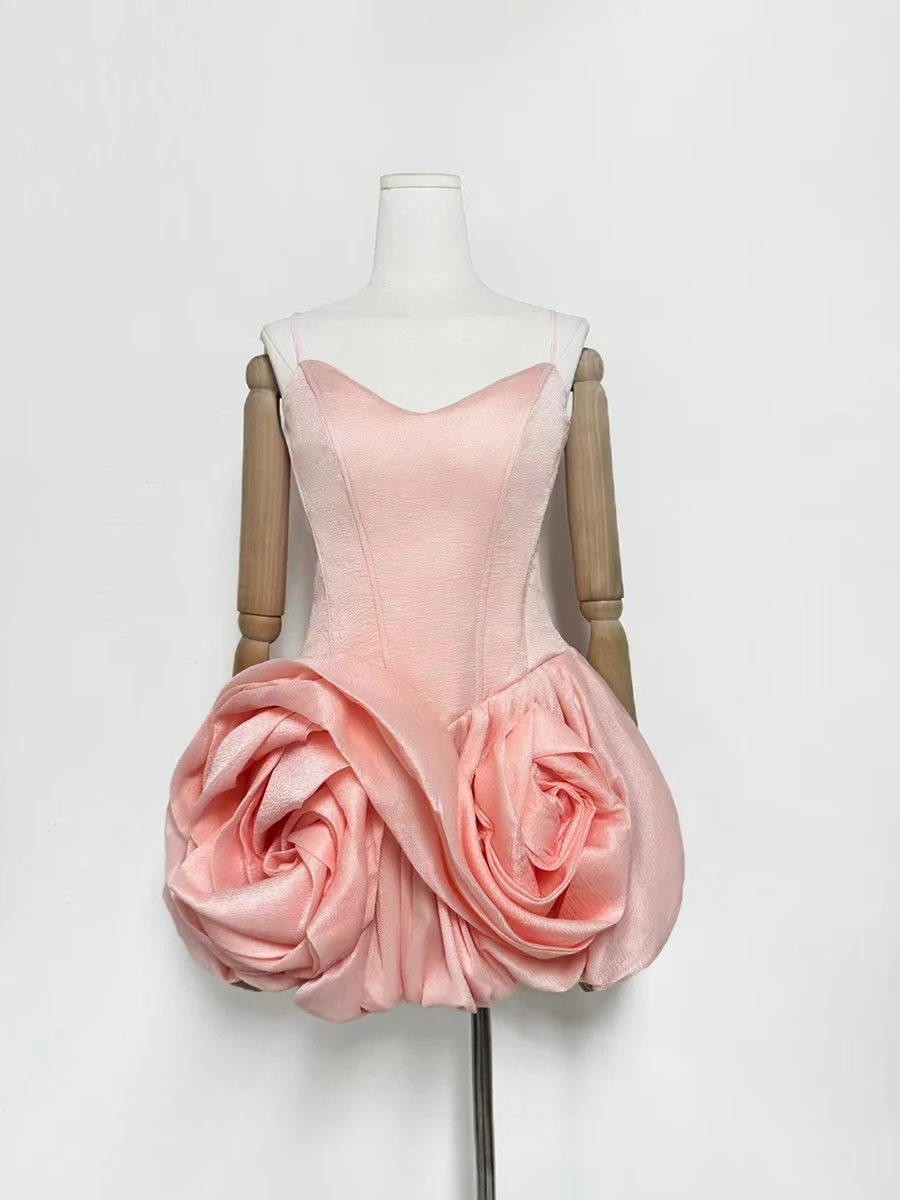 VGH solide Sexy Patchwork 3D fleur ourlet robes pour femmes col en V sans manches taille haute à la mode fête Tutu robe femme à la mode