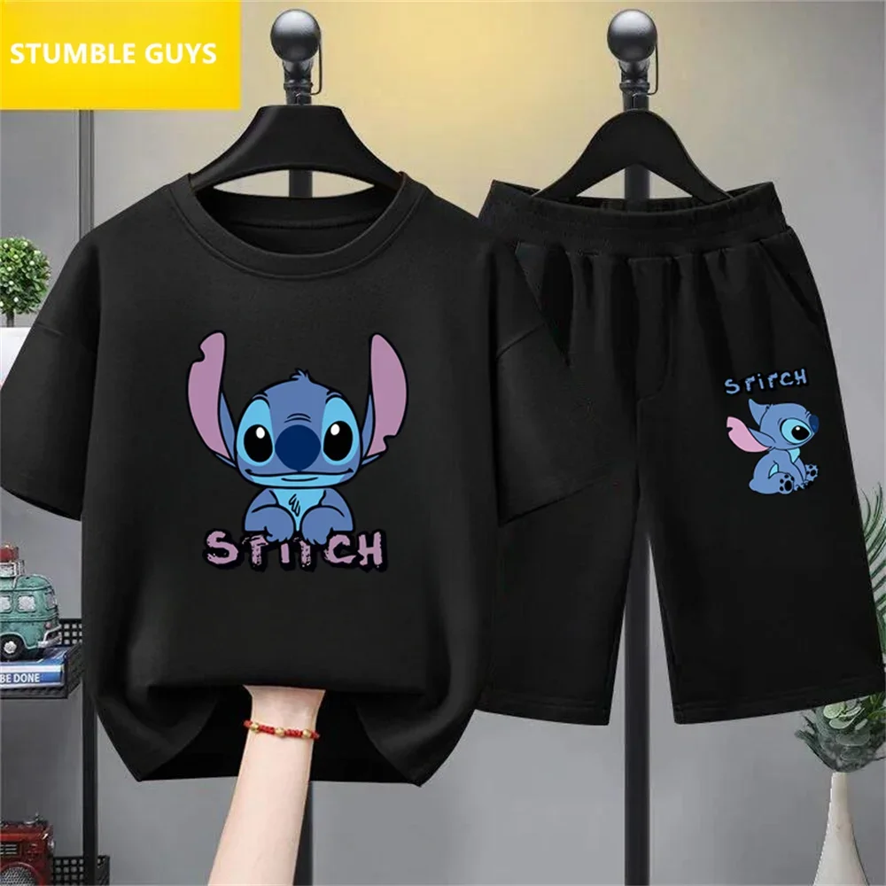 Boys Girls Stitch Tshirt Kids Cartoon T Shirts Summer Fashion T-Shirts Clothes Children's 3-14T Old Casual Tops Tees  Trucksuit