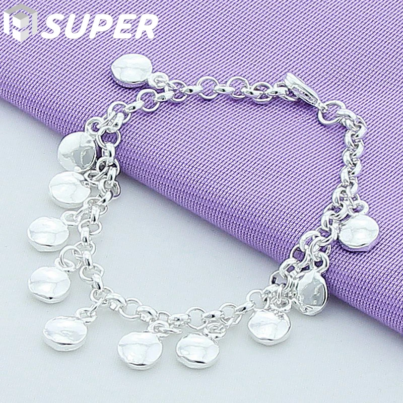 

925 Sterling Silver Round Beads Bracelet For Women Charm Wedding Engagement Jewelry