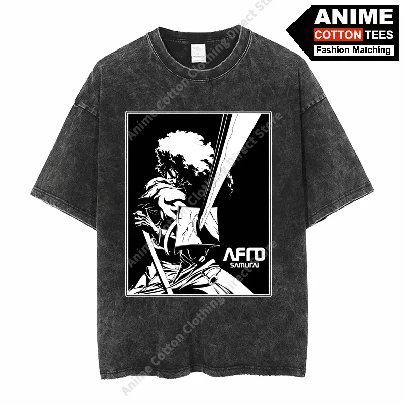 

Street styl Retro T-shirt AFRO SAMURAI - Classic Anime Print Clothes Harajuku Men Women Casual Short Sleeve Cotton Loose Tees