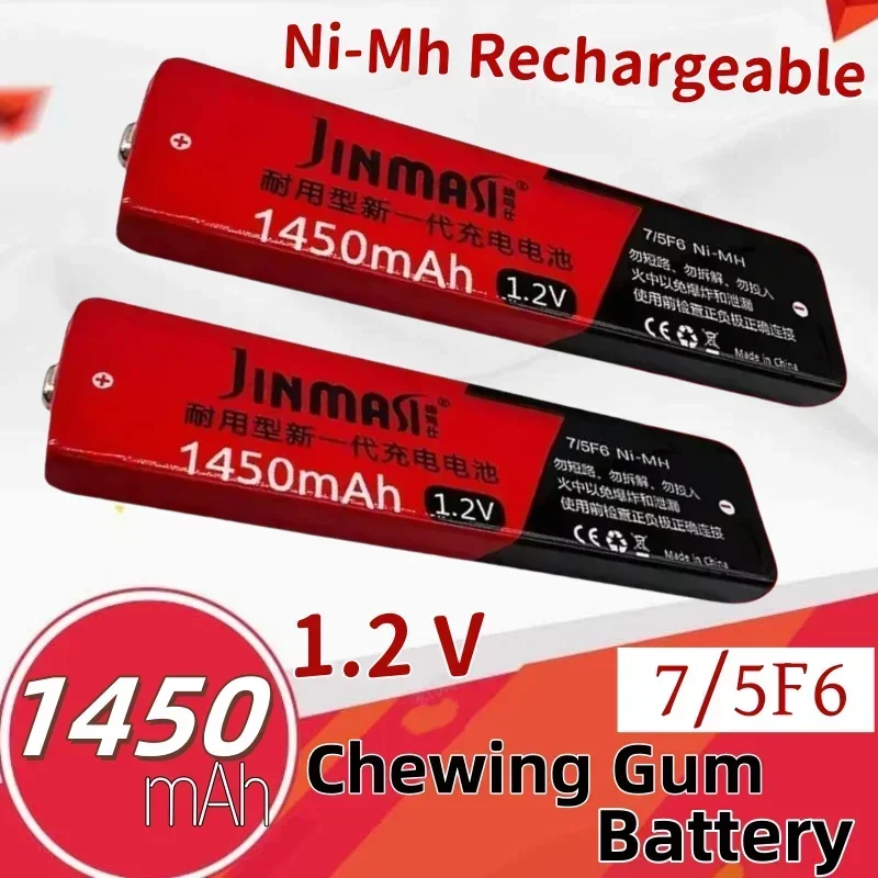 

2024 100% Original 1.2V Ni-Mh Rechargeable 7/5F6 Battery 67F6 1450mAh 7/5 F6 Chewing Gum Cell for Walkman MD CD Cassette Player