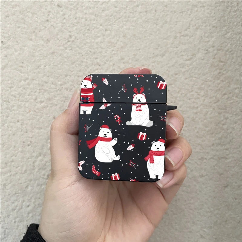 Christmas Santa Claus Elk Snowman Black Funda for AirPods 1 2 3 Case New Year Wireless Earphone Accessories for Air Pod Pro 2