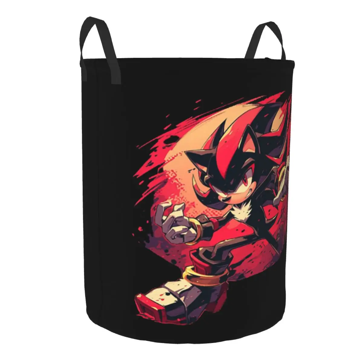 Custom S-Soniced Anime Laundry Basket Foldable Hedgehogs Video Game Clothes Hamper for Toys Storage Bin view 2