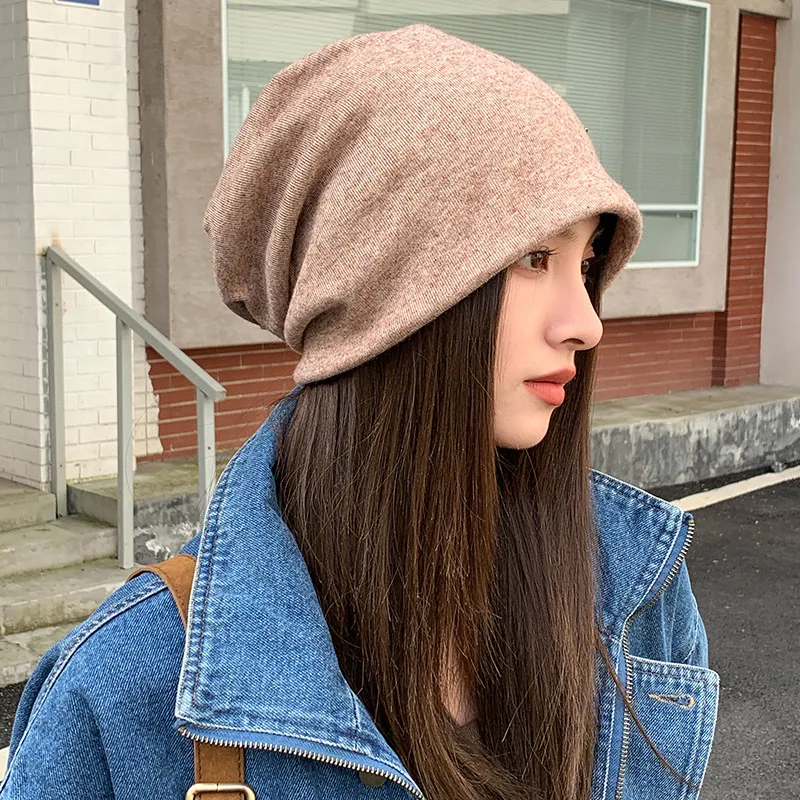 2025 Women's Autumn/Winter Beanie with Large Crown and Alloy Star Accents Women's Pull-Over Beanie, Knitted Hat, Puffy Beanie 09