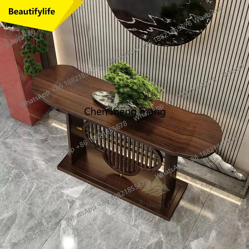 

A38 Новый китайский стиль, входной стол, входной шкаф, простой шкаф из цельного дерева, холл гостиничного клуба, платформа с видом на дзен