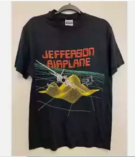 1989 Jefferson Airplane Tour Cotton Black Unisex T-shirt S-5XL