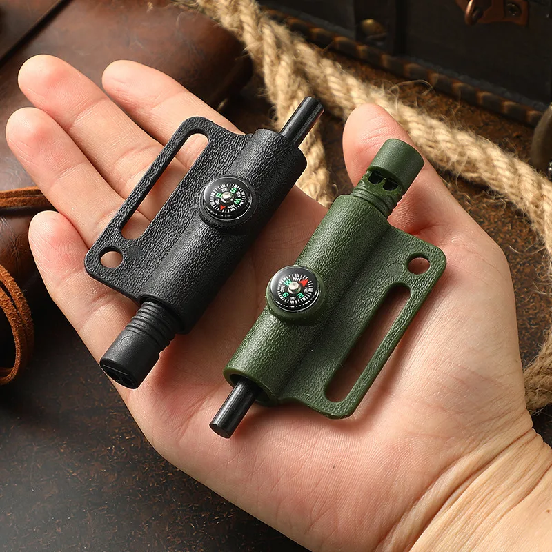3-in-1 Fire Starter Ferro Rod with Compass Whistle, Magnesium Fire Steel Survival Tool Emergency Ignition Kit for Camping Hiking view 4