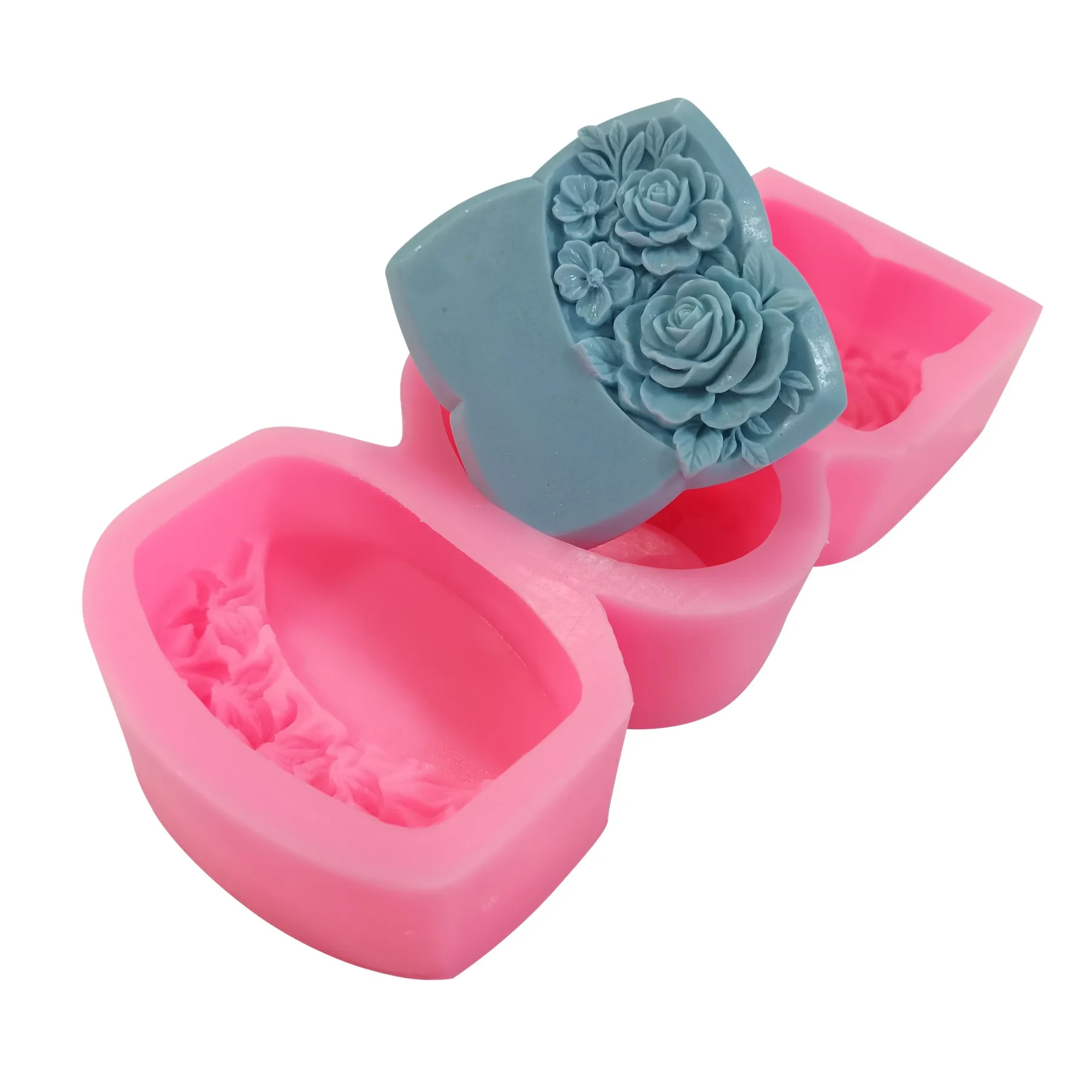 3 Flower Rose Silicone Soap Mold Decorative Wax Melt Aroma Gypsum Epoxy Resin Mould DIY Chocolate Cake Molds