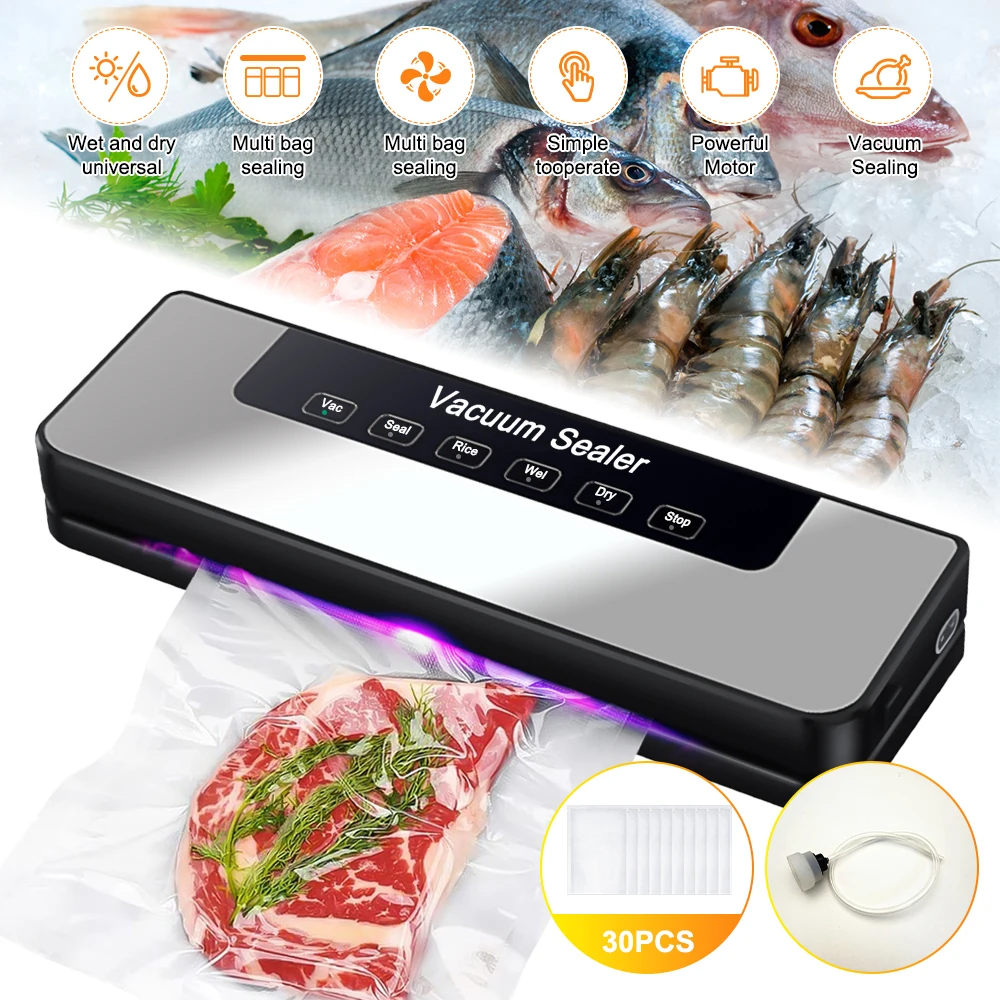 

Новый коммерческий вакуумный упаковщик с 50 пакетами для вакуумирования, устройство для сохранения продуктов с мощностью всасывания 65 кПа для сухих и влажных продуктов