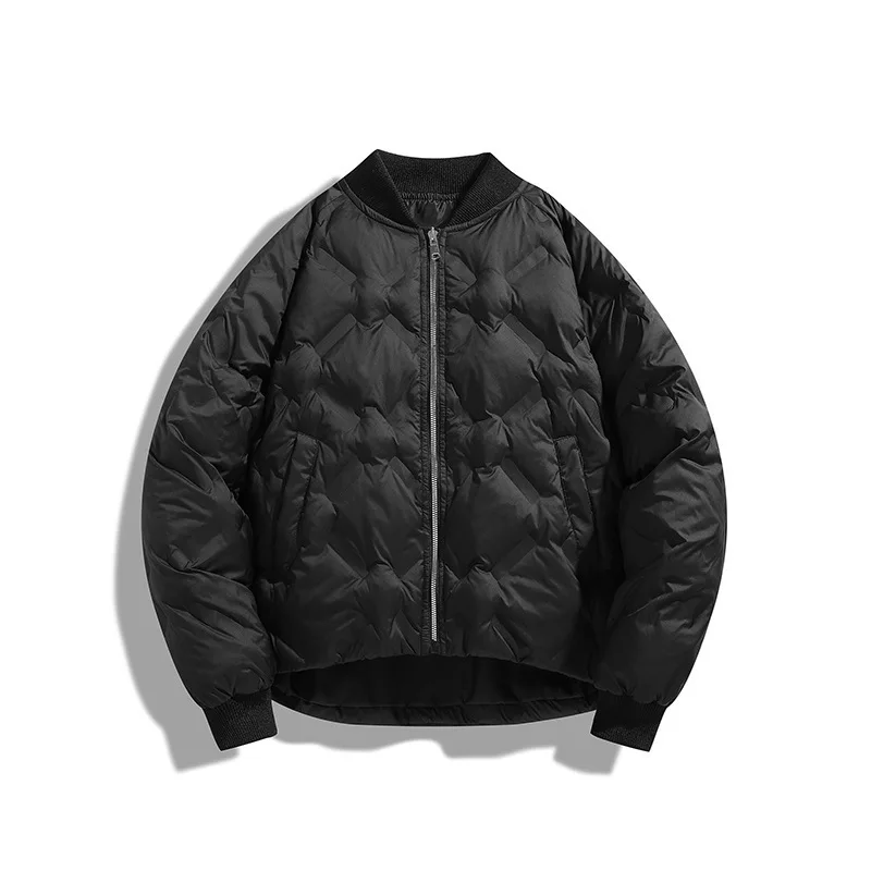 Men Down Jacket Winter Simple Solid Color Versatile Male Coat Thicken Warm Stand Collar Long Sleeve Windproof Man Outerwear