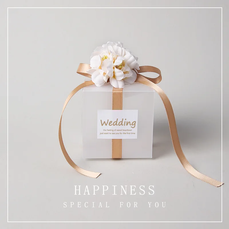 

170pcs frosted pvc8x8x8cm sticker box with floral ribbon