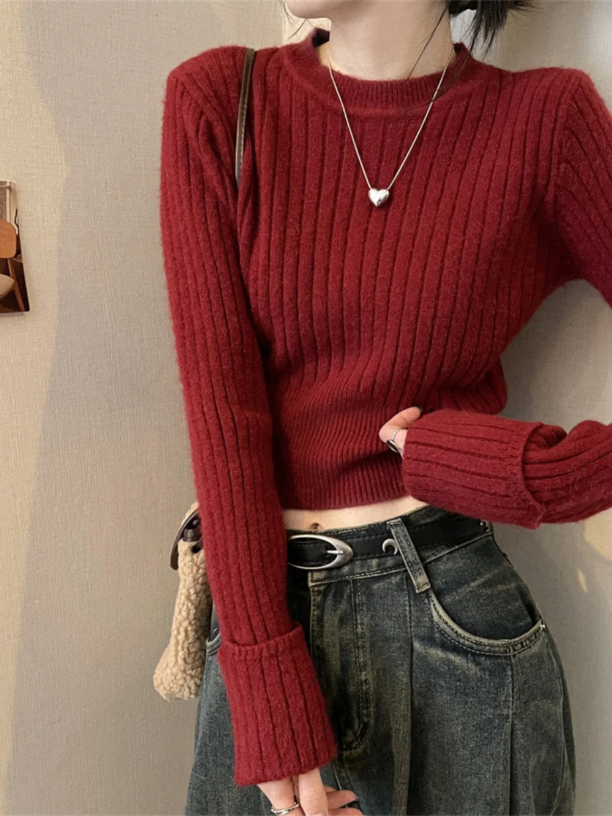 Suéter de malha spicy ort feminino apertado longo sve outono inverno faion casual sle calor emitindo f gola alta top