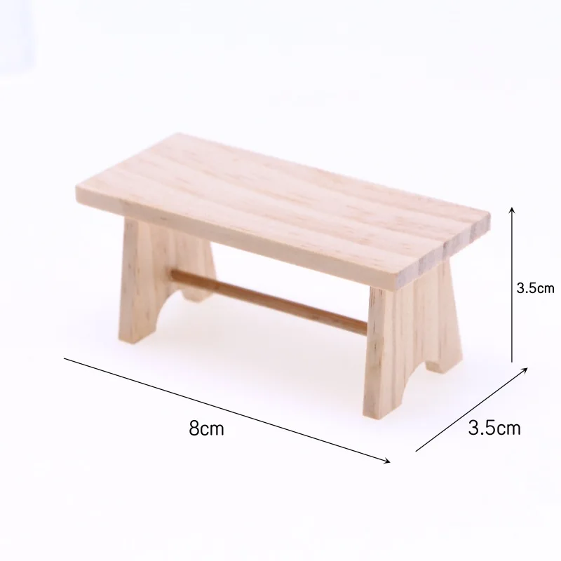 Dollhouse Mini Wooden Tea Table Miniature Outdoor Camping Scene Shooting Props Mini Stools Furniture Models Decoration Ornaments