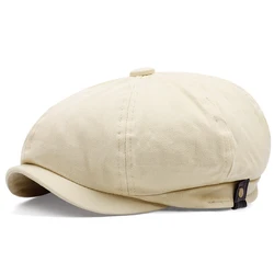 Nieuwe Unisex Lente Herfst Krantenjongen Caps Mannen Soild Kleur Katoen Puntige Pet Gatsby Lvy Cabbie Hoed Vintage Britse Baret Hoed Vrouwen