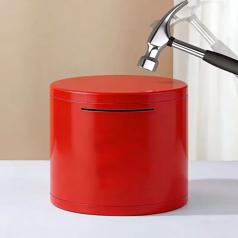 Thickened Stainless Steel Piggy Bank, Round, Anti-fall, Saving Money, Only for Children, Large Capacity