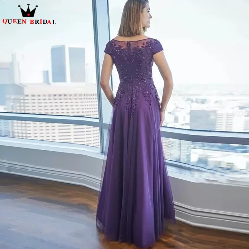 Exquisite O-Neck Mother Of The Bride Dresses Chiffon A-LINE Cap Sleeve Lace Applique Sequined vestido mae da noiva Custom  DT67