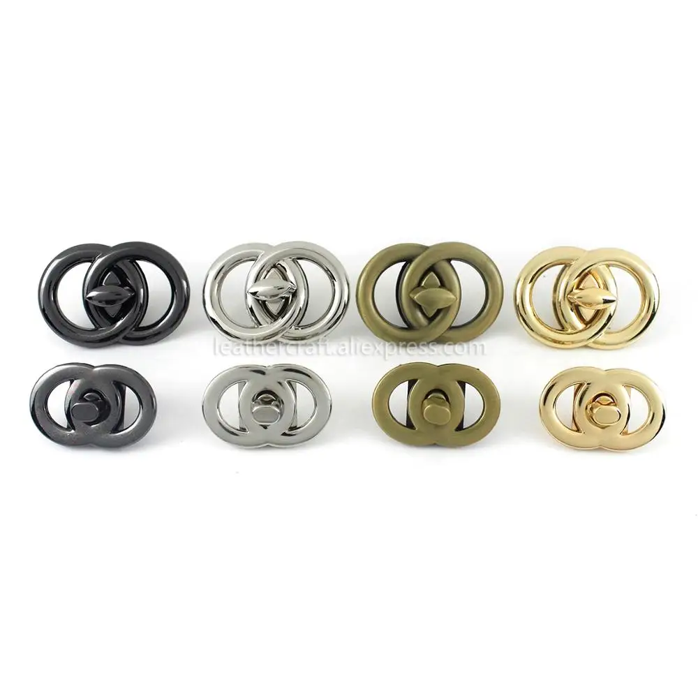 Metal Double circle Twist Turn Lock Clasp Buckle for Leather Craft Women Bag Handbag Purse DIY Hardware Accessories