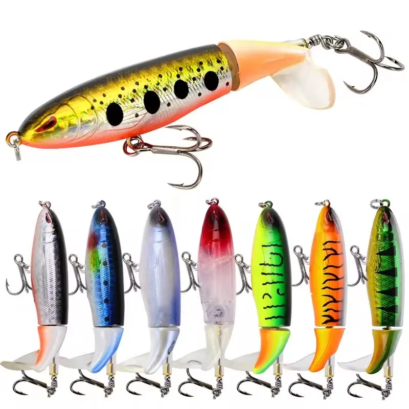 9cm 13g Top Water Popper Fishing Lure Artificial Hard Bait 3D Eyes Lures Soft Rotating Tail Wobblers Fishing Tackle pesca