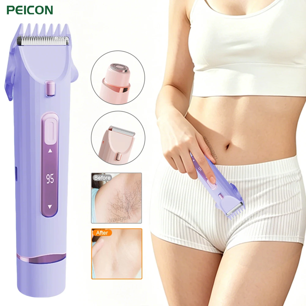 Depiladora Eléctrica Corporal para Mujer, Recortadora de Vello Facial y de Bigote, Depiladora para Axilas y Piernas, Maquinilla de Afeitar de Doble Cabezal, Depiladora Sin Dolor