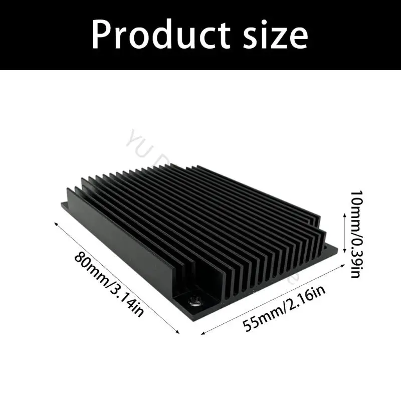 96BA Board Cooling Aluminium-Kühlkörper 80 x 55 x 10 mm mit flacher Basis und vier Befestigungslöchern für passive – Detail 6