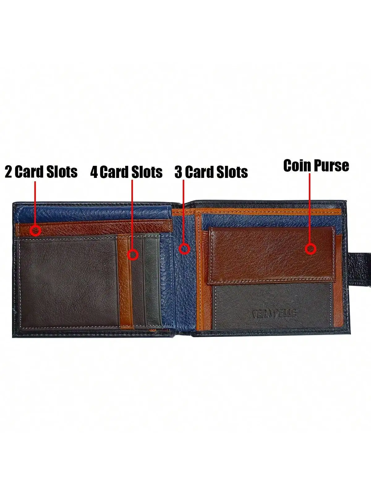 Genuine Leather Wallet Men Tri-Fold Credit Cardholder ID Badge Purse men\'s leather wallet