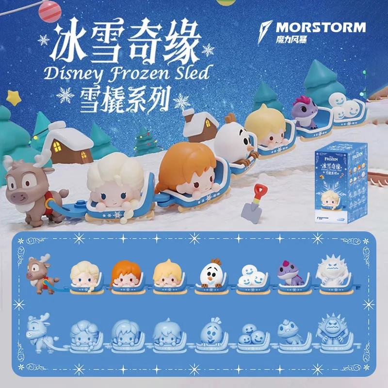 MORSTORM Original Anime Frozen Sled Anime Anna Elsa Olaf Sven Frozen Action Figures Model Doll Collectible Figurines Model Toys