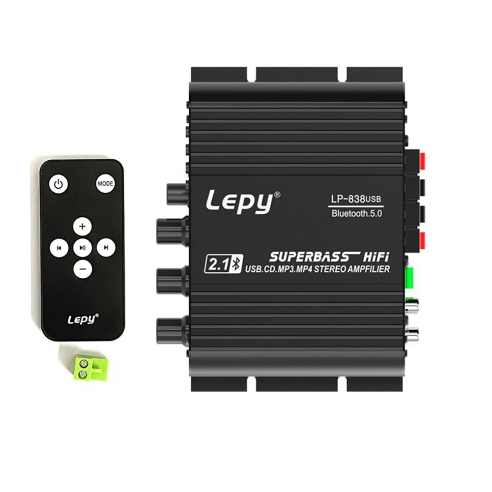 LEPY 838 USB بلوتوث مضخم الصوت HIFI 2.1 12 فولت سيارة المنزل مكبر للصوت U القرص ضياع مناسبة لمكبرات الصوت 4-8 أوم