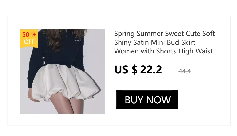 Spring Summer Sweet Cute Soft Shiny Satin Mini Bud Skirt Women with Shorts High Waist Short Luxury Designer Clothes