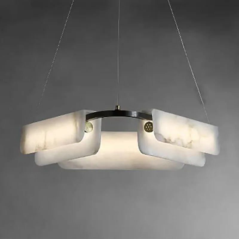 

Nordic Spanish Snowflake Marble Lamp Round Square Copper Black Lustre 3 Color Dimmable for Living Dining Ceilings