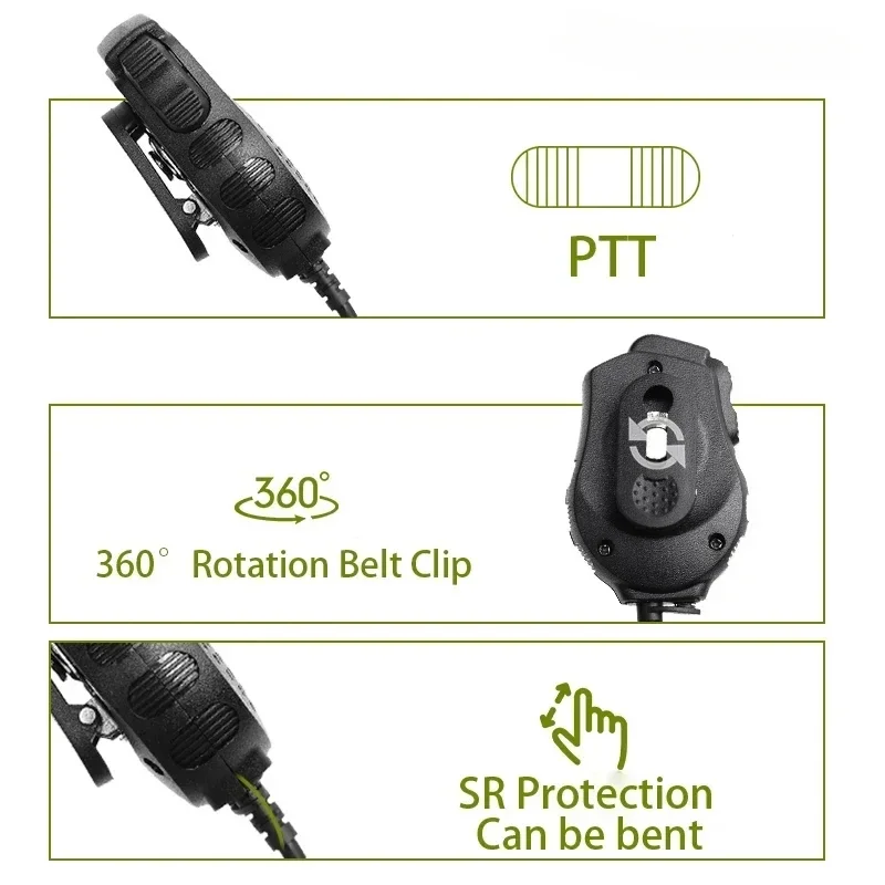 Baofeng Mikrofon UV-82 Dual PTT Speaker Bahu Mic Tangen Headset untuk DM-1701 UVK5 UVK6 UV17 Pro UV5RH UV-18i Walkie Talkie