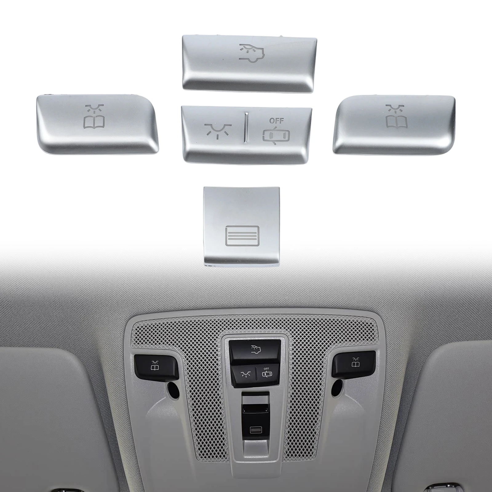 

Для Mercedes GLA 2015-2019: Накладка на переключатель освещения салона, лампа для чтения на потолке, улучшение интерьера автомобиля, самоклеящаяся основа, простая установка