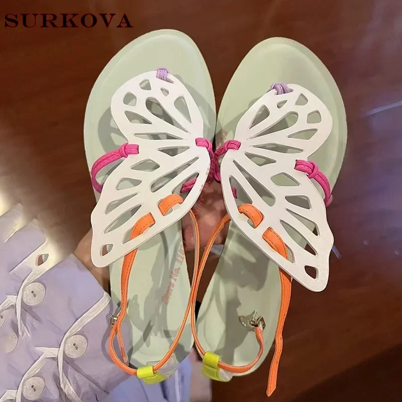 

Белые женские босоножки с лентой-бабочкой, лето 2024, универсальные туфли-гладиаторы на плоской подошве с застежкой на носок и пряжкой на низком каблуке