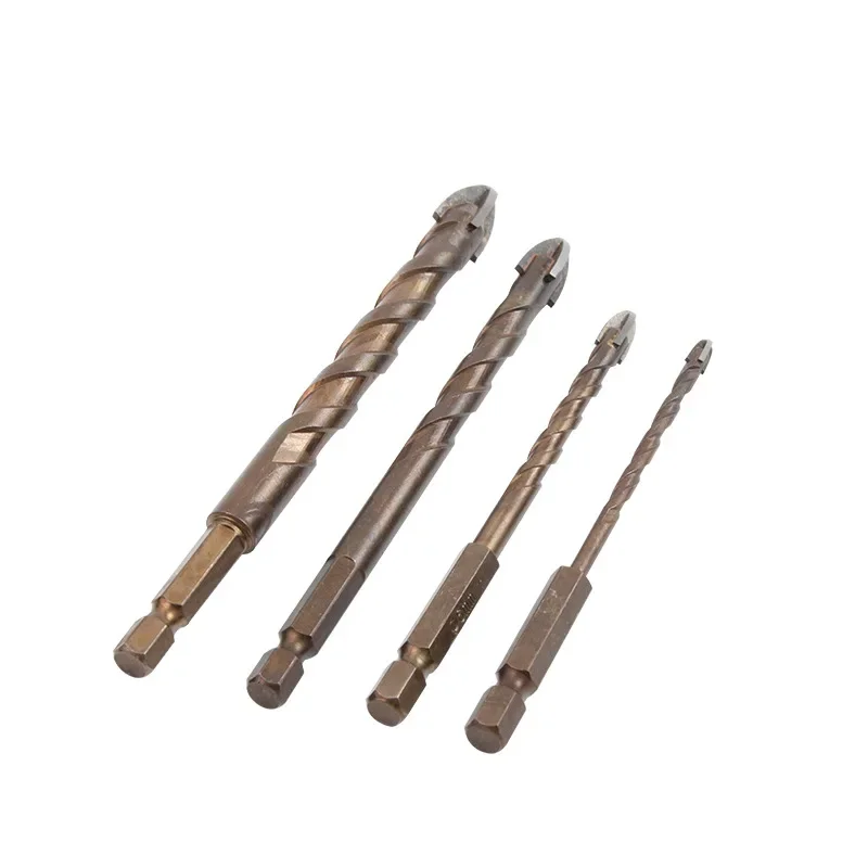 JUSTINLAU Lengthen Cross Hex Tile Bits Glass Ceramic Concrete Hole Opener Alloy Triangle Drill Size 3/4/5/6/8/10/12 mm