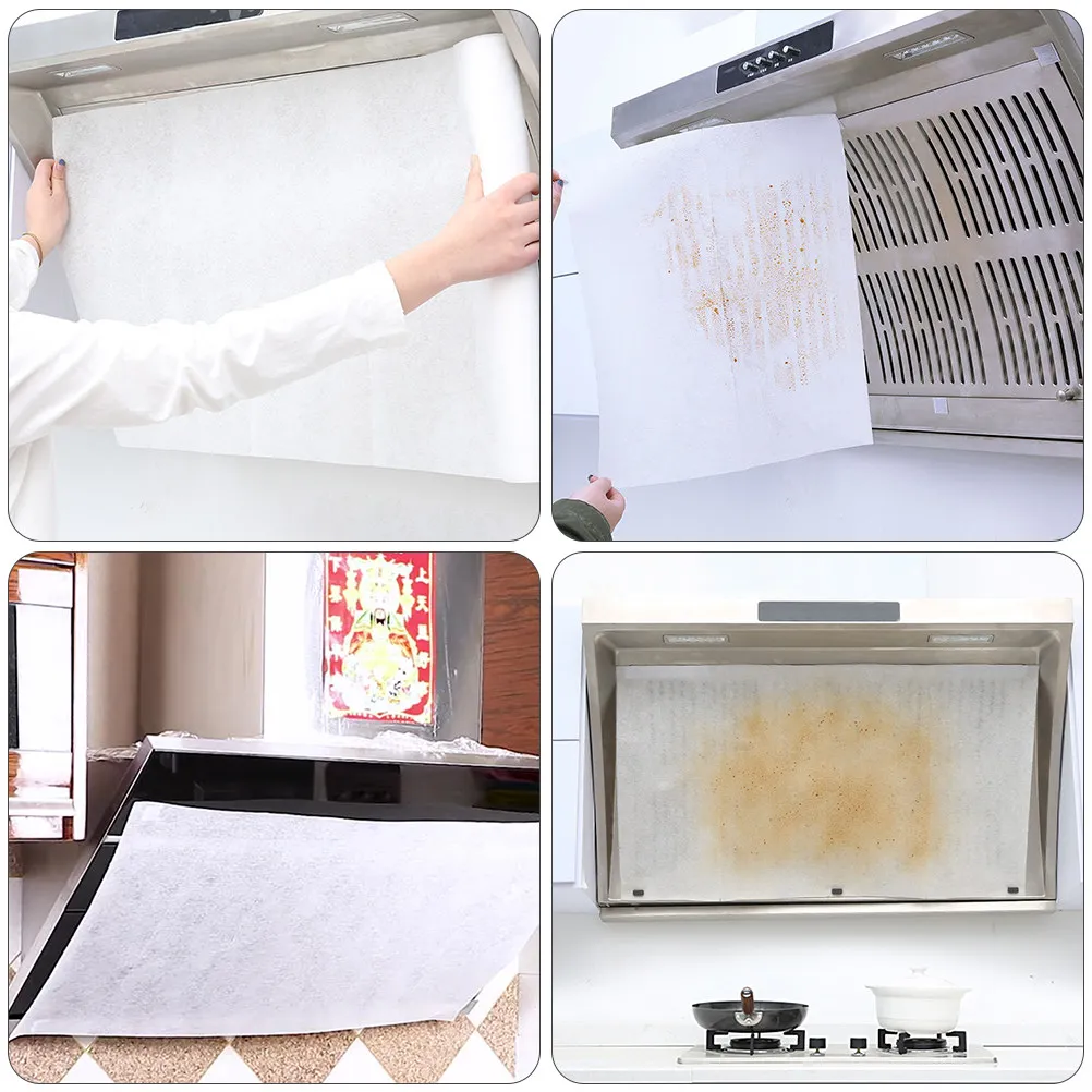 1 Roll Range Hood Oil Absorbing Paper Non-Woven Fabric Filter Cover for Kitchen Oil-Proof Paper Easy Replaceable Clean