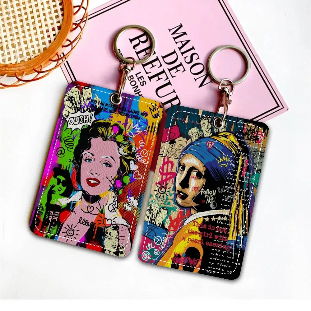 

Абстрактный холст с граффити, брелок с брелком для карты доступа, автобуса и карты, кредитный ID, защитный чехол для банковской карты