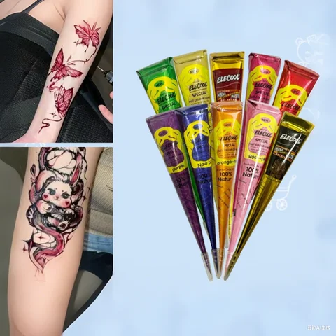 Dark Color Henna Tattoo Paste Hand-drawn Tattoo Paste Temporary Indian Henna Cones For Tattoo Body Special Body Art Paint