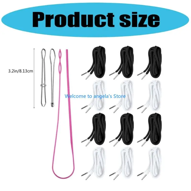 X4YC High Strength Replacement Cord And Threader For Clothing Waistband Adjustment