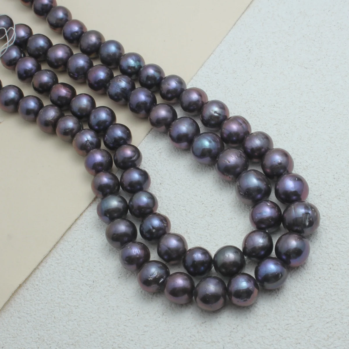 

11-14mm natural freshwater pearl black horizontal hole two sided glossy beads used for making jewelry necklaces and bracelets