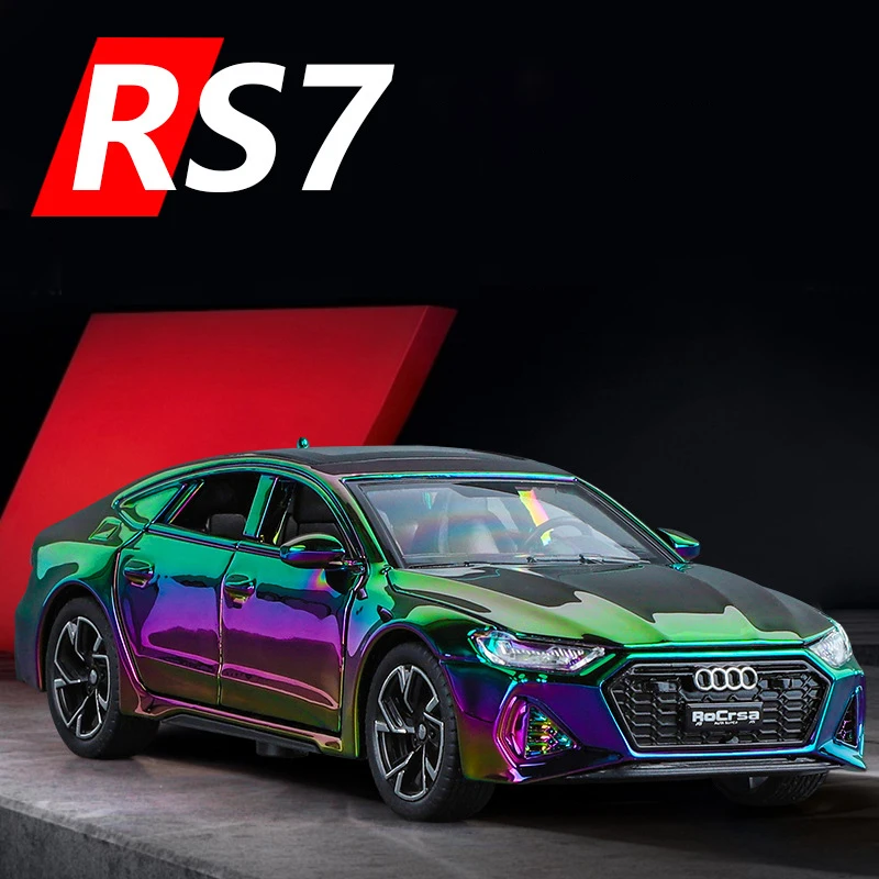 1:32 AUDI RS7 Sportback Electroplate Alloy Muscle Car Model Sound and Light Pull Back Children's Toy Collectibles Birthday gift