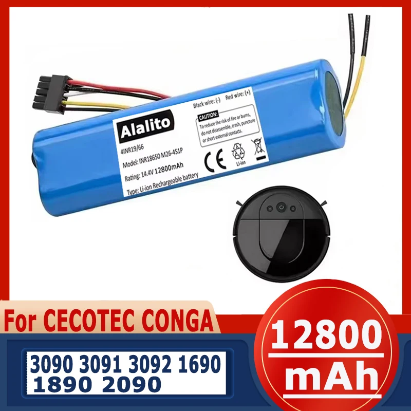 CECOTEC CONGA 3090 3091 3092 1690 1890 2090 جهاز آلي لتنظيف الأتربة بطارية حزمة استبدال الملحقات 14.4 فولت 12800 مللي أمبير