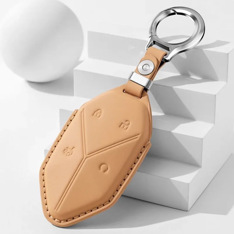 Leather Car Key Cover For BYD Denza B5 2023-2026 B8 2025-2026 Custom Fit Key Accessories